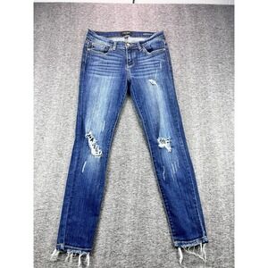 Judy Blue Skinny Jeans Womens Raw Hem Dark Wash Stretch Denim